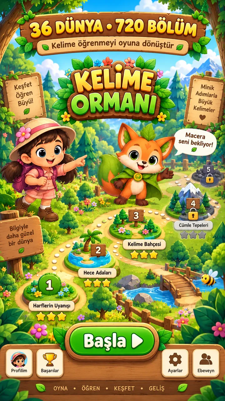 Kelime Ormanı ekran görüntüsü: dünya haritası
