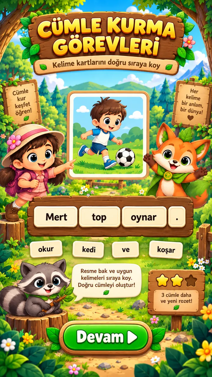 Kelime Ormanı ekran görüntüsü: harf öğrenme