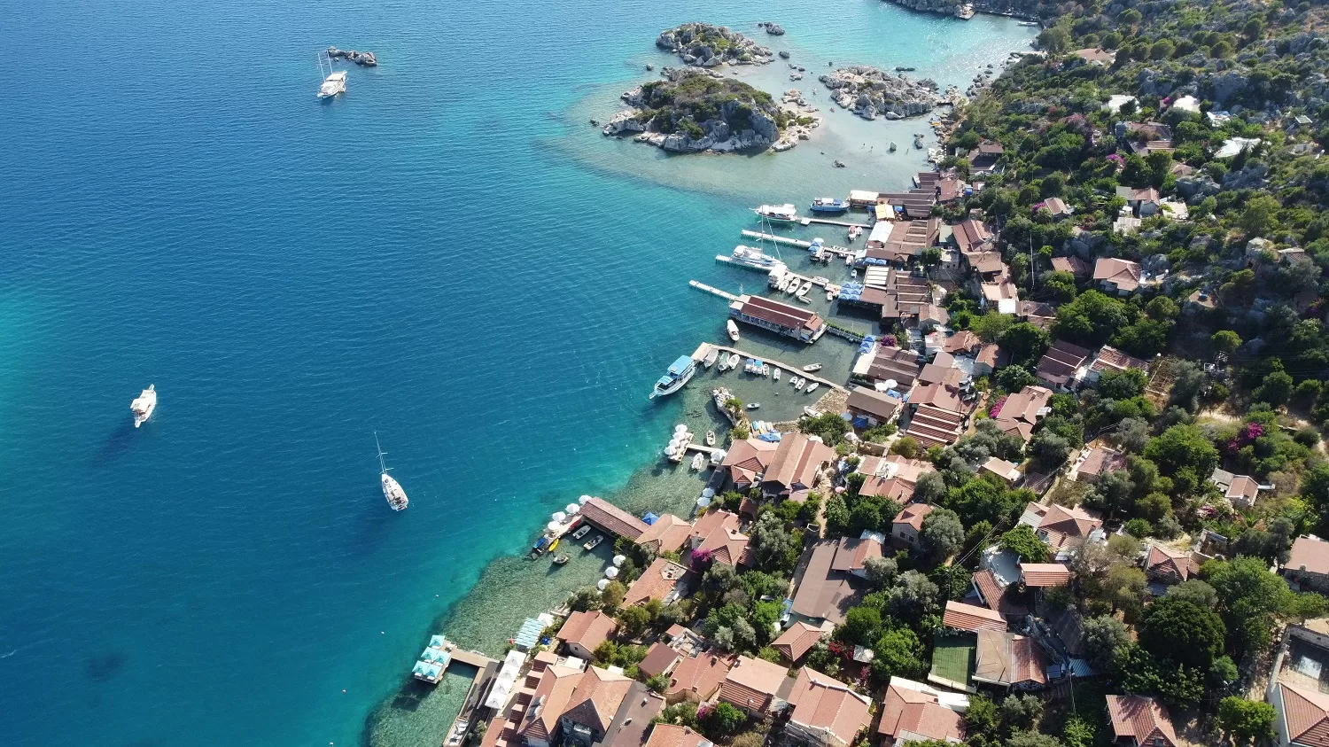 demre kekova kaleköy drone manzarası
